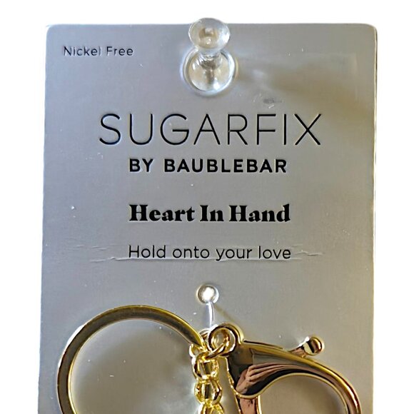 SUGARFIX by BaubleBar "Heart in Hand" Layered Red/Pink/Gold Enamel Keychain - Picture 3 of 6